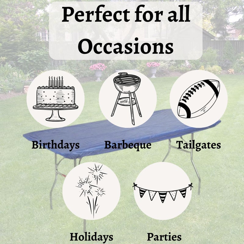 Kwik-Covers 8' Rectangular Plastic Table Covers 30" x 96" (8 Feet), (10 Pack, Royal Blue) - Image 5